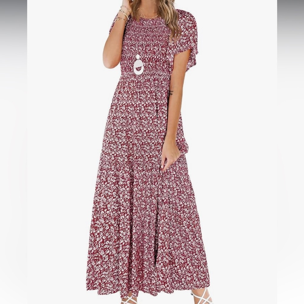 Floral Flutter Sleeve Maxi Dress